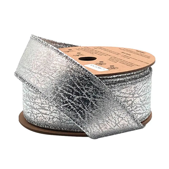 1 1/2" Wired Ribbon | "Faux Leather" Silver | 10 Yard Roll LaRibbons and Crafts