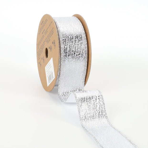 1 1/2" Wired Ribbon | "Faux Leather" Silver | 10 Yard Roll