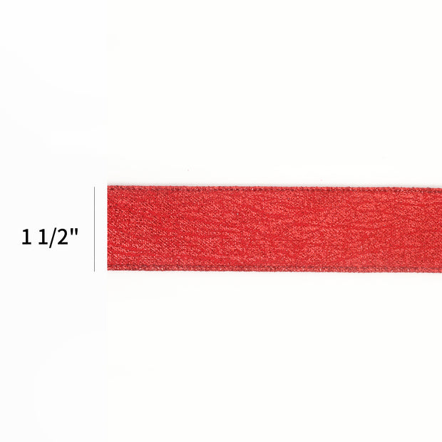 1 1/2" Wired Ribbon | "Faux Leather" Red | 10 Yard Roll