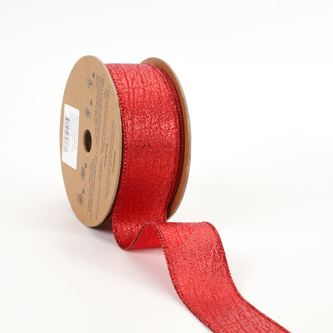 1 1/2" Wired Ribbon | "Faux Leather" Red | 10 Yard Roll