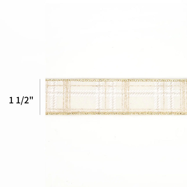 1 1/2" Wired Ribbon | "Metallic Check" White/Multi | 10 Yard Roll LaRibbons and Crafts
