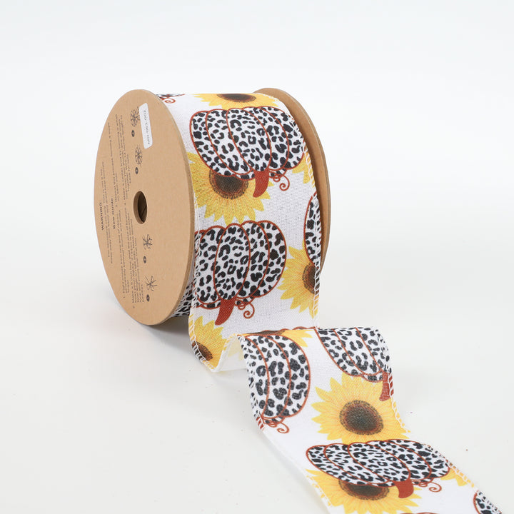 2 1/2" Wired Ribbon | "Sunflower" Black/Yellow Multi | 10 Yard Roll