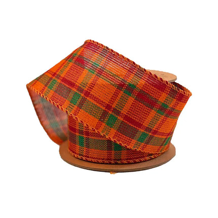 2 1/2" Wired Ribbon | "Harvest Plaid" Rust/Multi | 10 Yard Roll LaRibbons and Crafts