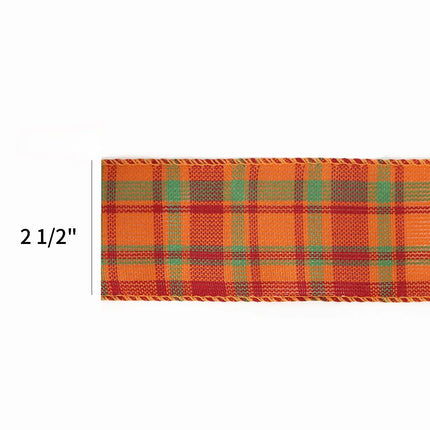 2 1/2" Wired Ribbon | "Harvest Plaid" Rust/Multi | 10 Yard Roll LaRibbons and Crafts