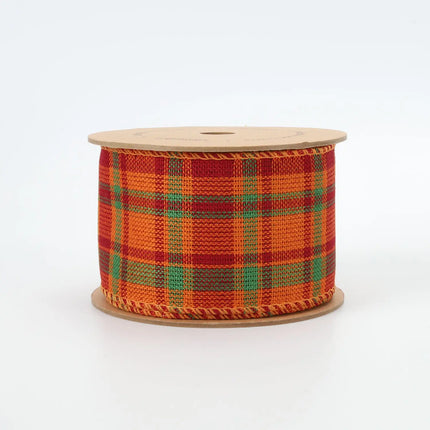 2 1/2" Wired Ribbon | "Harvest Plaid" Rust/Multi | 10 Yard Roll LaRibbons and Crafts