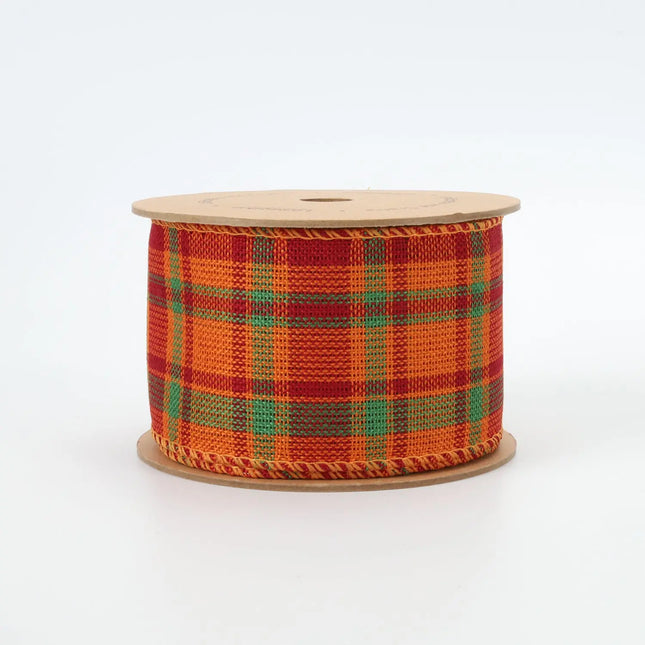2 1/2" Wired Ribbon | "Harvest Plaid" Rust/Multi | 10 Yard Roll LaRibbons and Crafts