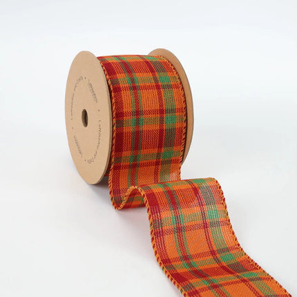 2 1/2" Wired Ribbon | "Harvest Plaid" Rust/Multi | 10 Yard Roll LaRibbons and Crafts