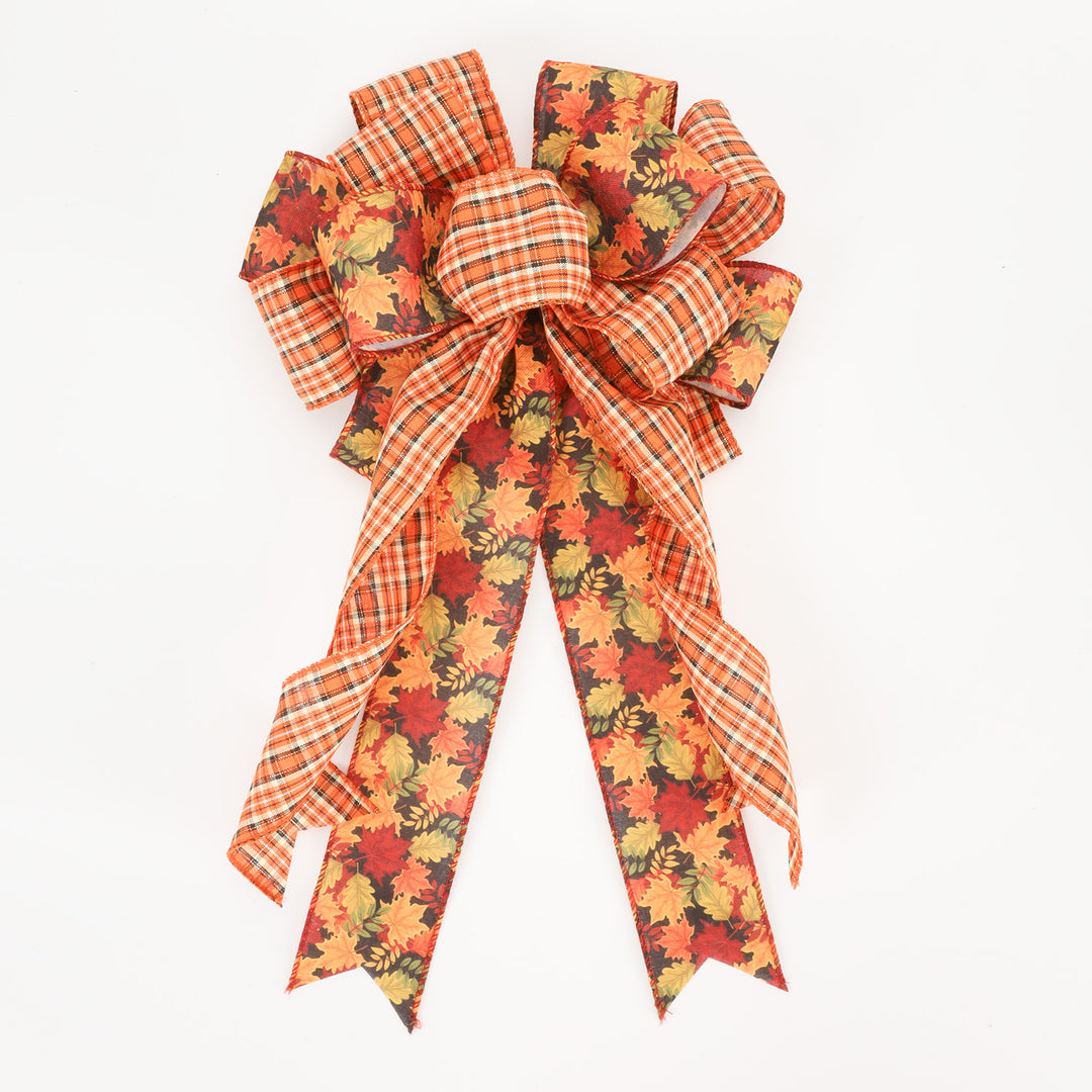 2 1/2" Wired Ribbon | "Maple Leaf" Black/Multi | 10 Yard Roll - 35% OFF