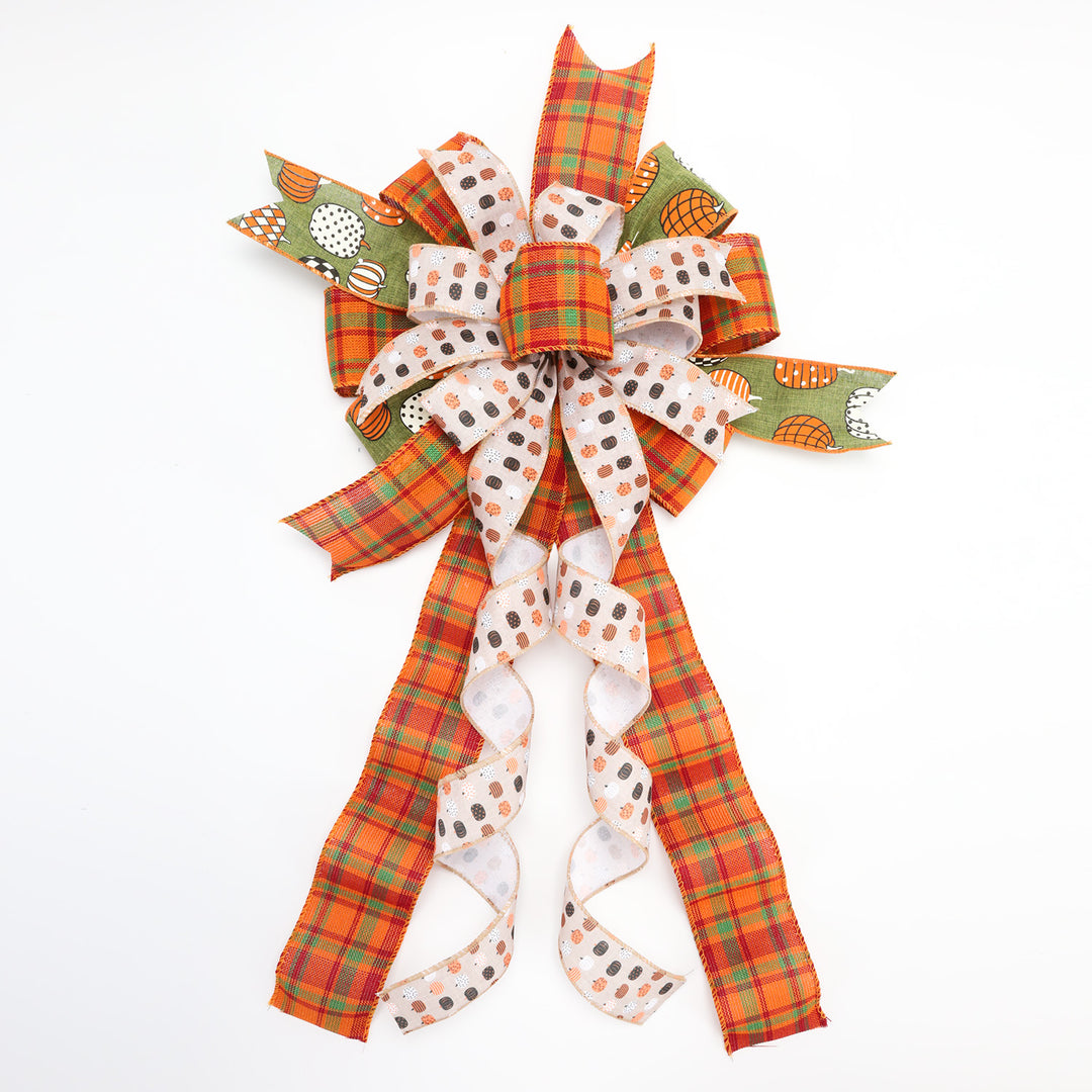 1 1/2" Holiday Wired Ribbon | "Pumpkin" Natural/Brown/Multi | 10 Yard Roll - 35% OFF