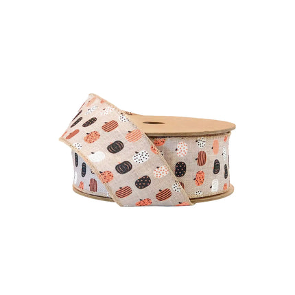 1 1/2" Holiday Wired Ribbon | "Pumpkin" Natural/Brown/Multi | 10 Yard Roll LaRibbons and Crafts