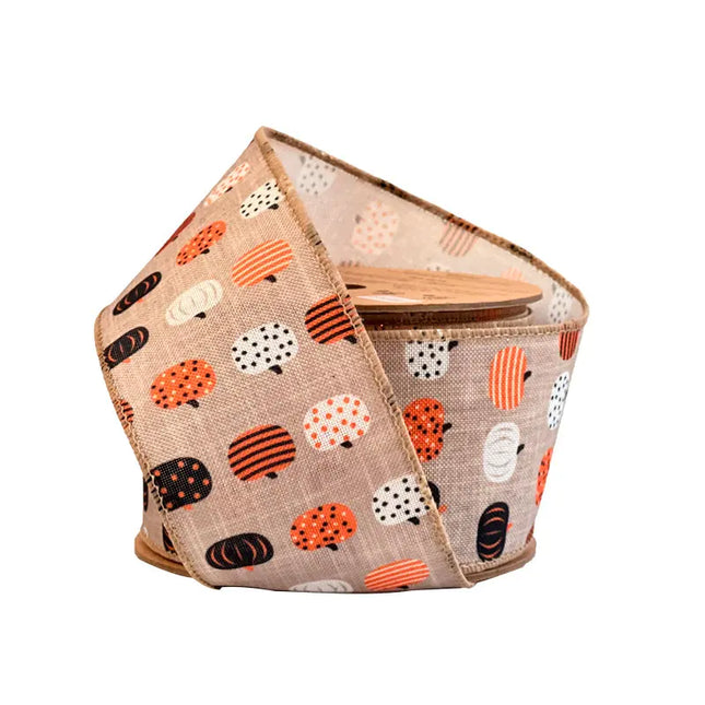 2 1/2" Wired Ribbon | "Multi Pumpkin" Natural/Brown Multi | 10 Yard Roll LaRibbons and Crafts