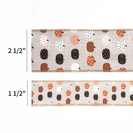 2 1/2" Wired Ribbon | "Multi Pumpkin" Natural/Brown Multi | 10 Yard Roll LaRibbons and Crafts
