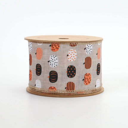 2 1/2" Wired Ribbon | "Multi Pumpkin" Natural/Brown Multi | 10 Yard Roll LaRibbons and Crafts