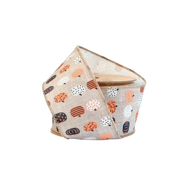 2 1/2" Wired Ribbon | "Multi Pumpkin" Natural/Brown Multi | 10 Yard Roll LaRibbons and Crafts
