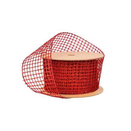 2 1/2" Wired Ribbon | "Netting" Red | 10 Yard Roll LaRibbons and Crafts