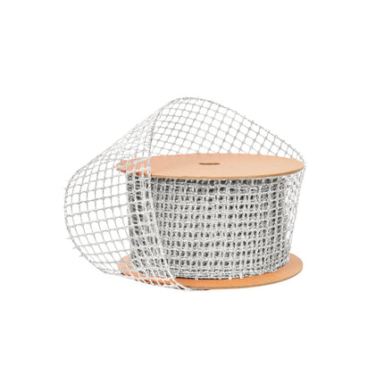 2 1/2" Wired Ribbon | "Netting" Silver | 10 Yard Roll LaRibbons and Crafts