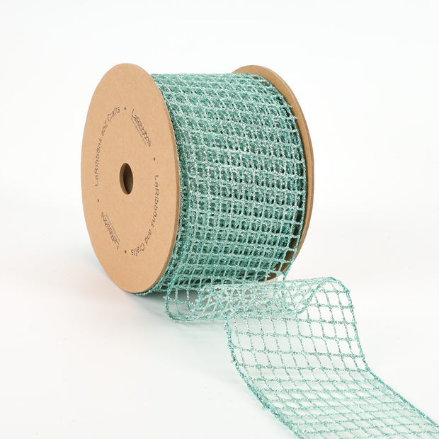 2 1/2" Wired Ribbon | "Netting" Turquoise | 10 Yard Roll