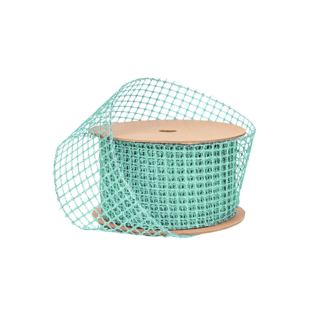 2 1/2" Wired Ribbon | "Netting" Turquoise | 10 Yard Roll LaRibbons and Crafts