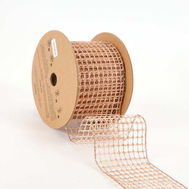 2 1/2" Wired Ribbon | "Netting" Beige | 10 Yard Roll