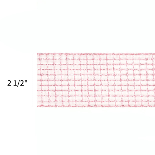 2 1/2" Wired Ribbon | "Netting" Pink | 10 Yard Roll