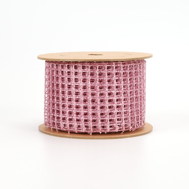 2 1/2" Wired Ribbon | "Netting" Pink | 10 Yard Roll