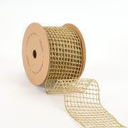 2 1/2" Wired Ribbon | "Netting" Gold | 10 Yard Roll