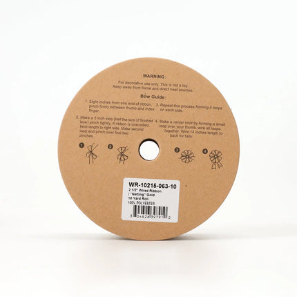 2 1/2" Wired Ribbon | "Netting" Gold | 10 Yard Roll
