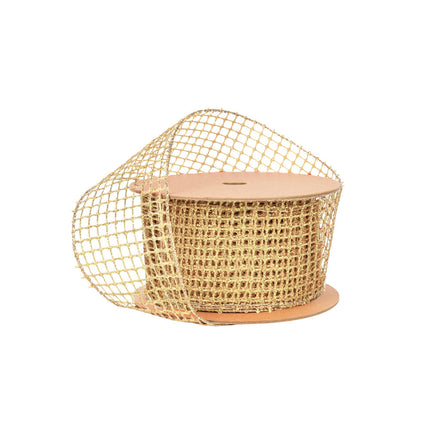 2 1/2" Wired Ribbon | "Netting" Gold | 10 Yard Roll LaRibbons and Crafts