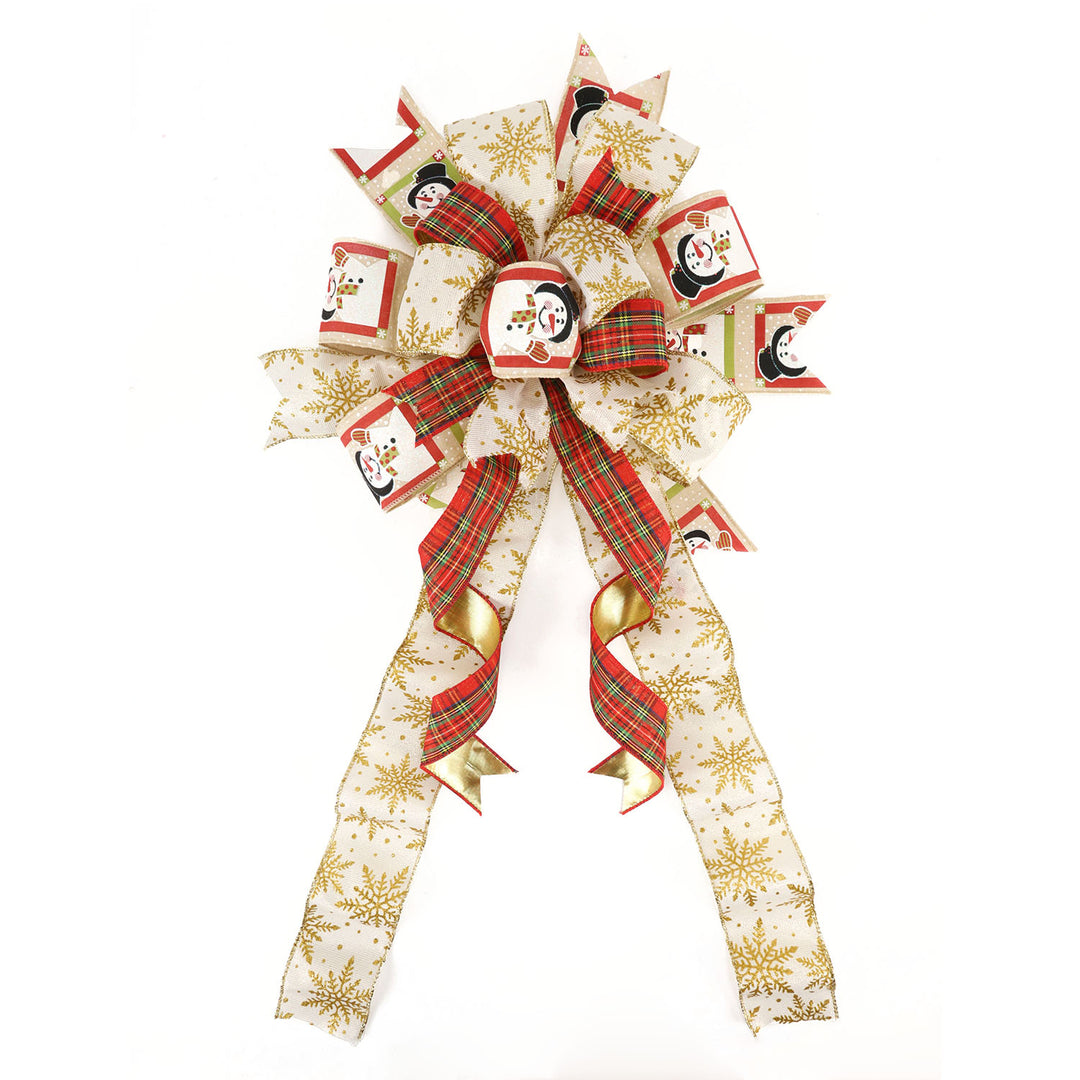 2 1/2" Wired Ribbon | "Snowman" Natural/Multi | 10 Yard Roll