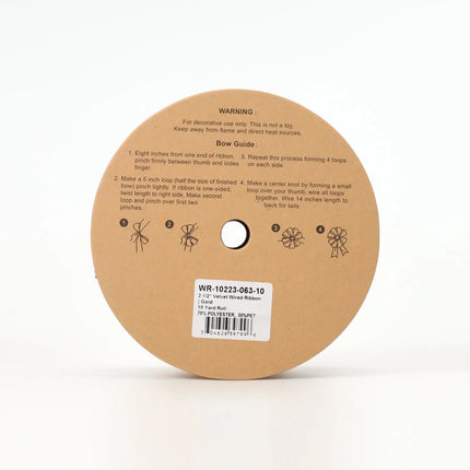 2 1/2" Velvet Wired Ribbon | Gold | 10 Yard Roll