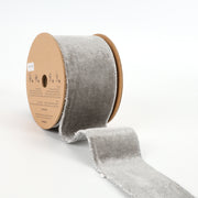2 1/2" Velvet Wired Ribbon | Silver/Silver | 10 Yard Roll