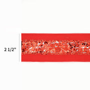 2 1/2" Wired Ribbon | "Metallic Striped" Red | 10 Yard Roll
