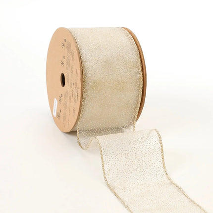 2 1/2" Wired Ribbon | "Glitter Sheer" Gold | 10 Yard Roll LaRibbons and Crafts