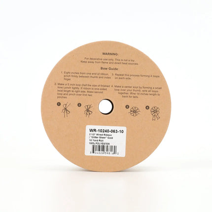 2 1/2" Wired Ribbon | "Glitter Sheer" Gold | 10 Yard Roll LaRibbons and Crafts