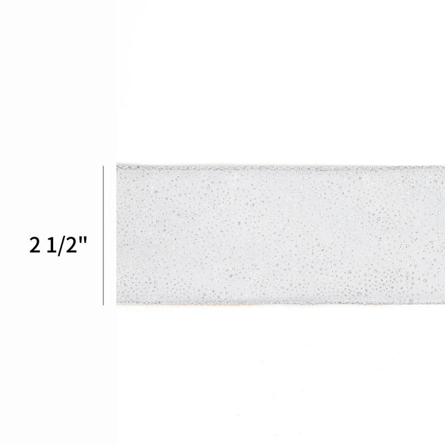 2 1/2" Wired Ribbon | "Glitter Sheer" White | 10 Yard Roll LaRibbons and Crafts