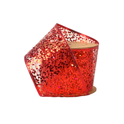 3" Sequin Wired Ribbon | Red LaRibbons and Crafts