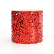 4" Sequin Wired Ribbon | Red | 10 Yard Roll