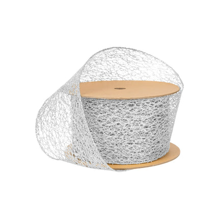 3" Mesh Wired Ribbon | Silver | 10 Yard Roll LaRibbons and Crafts