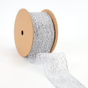 3" Mesh Wired Ribbon | Silver | 10 Yard Roll