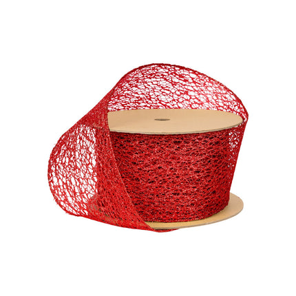 3" Mesh Wired Ribbon | Red | 10 Yard Roll LaRibbons and Crafts