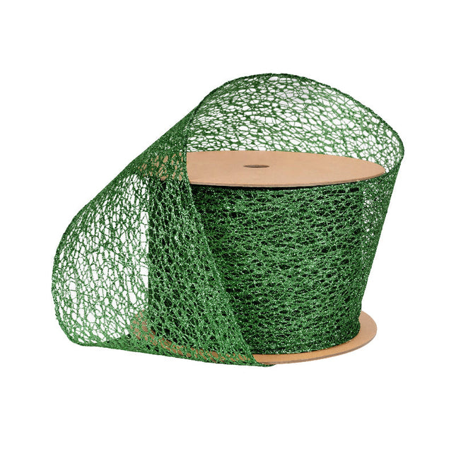 4" Mesh Wired Ribbon | Green | 10 Yard Roll LaRibbons and Crafts
