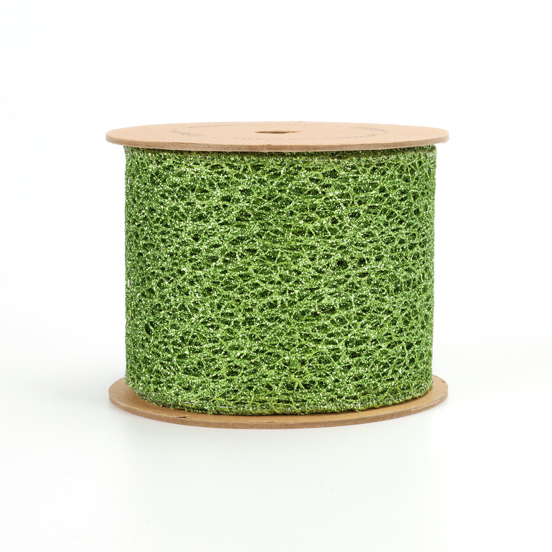 3" Mesh Wired Ribbon | Lime | 10 Yard Roll