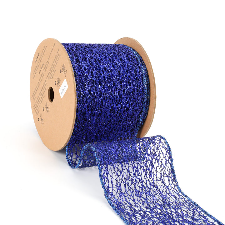 3" Mesh Wired Ribbon | Royal | 10 Yard Roll