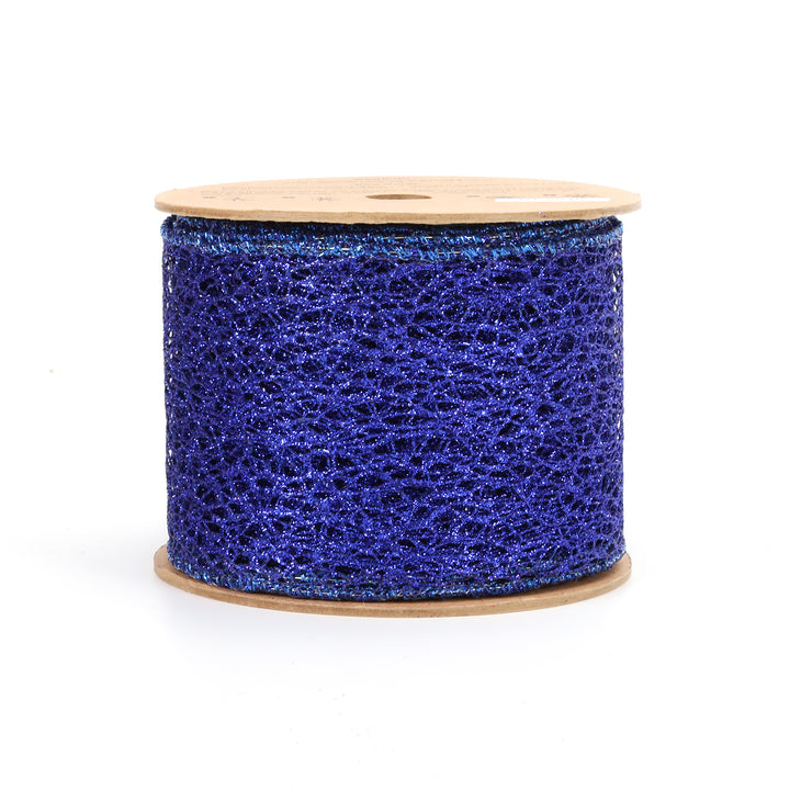 3" Mesh Wired Ribbon | Royal | 10 Yard Roll