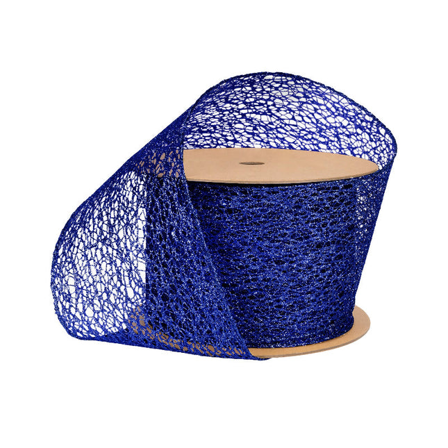 4" Mesh Wired Ribbon | Royal | 10 Yard Roll LaRibbons and Crafts