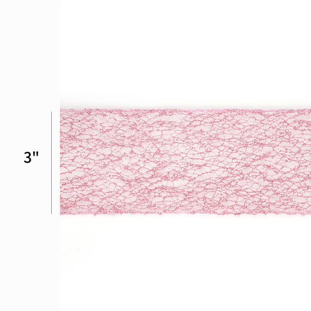 3" Mesh Wired Ribbon | Pink | 10 Yard Roll