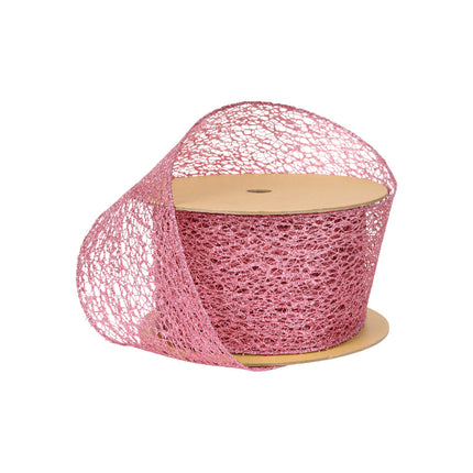 3" Mesh Wired Ribbon | Pink | 10 Yard Roll LaRibbons and Crafts