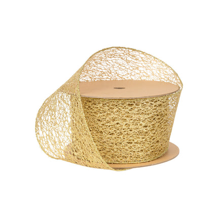 3" Mesh Wired Ribbon | Gold | 10 Yard Roll LaRibbons and Crafts