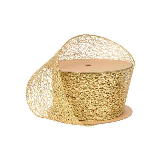 3" Mesh Wired Ribbon | Gold | 10 Yard Roll LaRibbons and Crafts