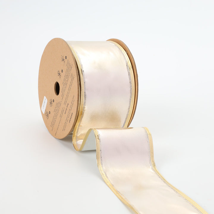 2 1/2" Lurex Wired Ribbon | Champagne | 10 Yard Roll - 35% OFF